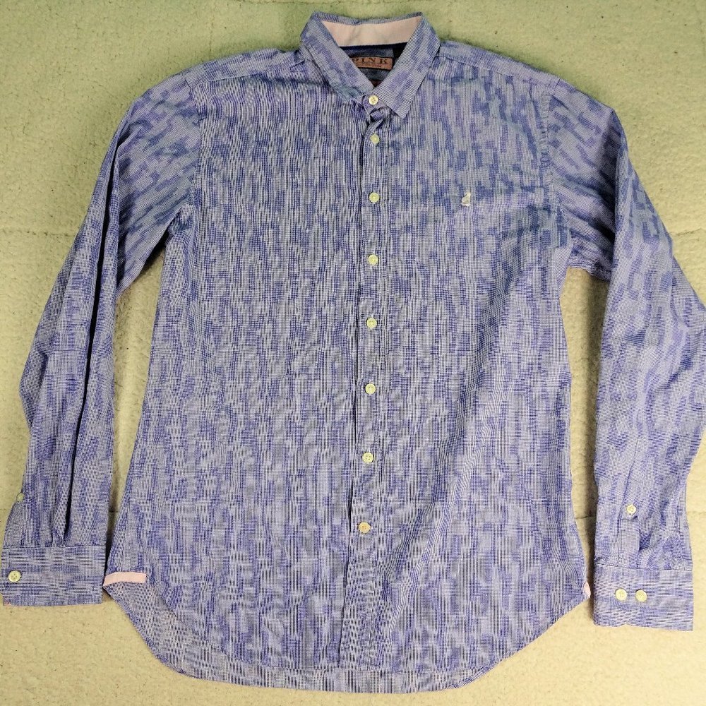 Thomas Pink Blue Slim Casual L/S Shirt Large